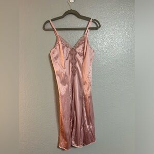Women’s pink lace lingerie nightgown slip dress gown size 36 medium